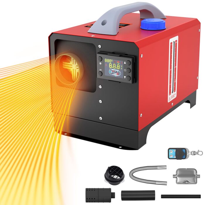 Дизельний паркувальний обігрівач потужністю 8 кВт, повітряний дизельний обігрівач 12 В з дистанційним керуванням, комплект повітряного дизельного обігрівача з РК-монітором та глушником, обігрівачі для будинків на колесах, автомобілів, вантажівок, будинків