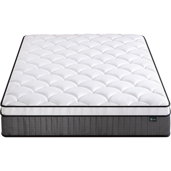 Гібридний пружинний матрац Zinus Hybrid 140x200 см - Рівень жорсткості H2/H3 - Висота 25 см - Охолоджувальний ергономічний матрац з піни з ефектом пам&39яті - Сертифіковано Oeko-TEX - Виготовлено відповідно до німецьких стандартів якості, висота 25 см. Гі