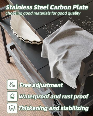 Розширювана полиця для мікрохвильової печі NETEL, 2-рівнева, полиця над мікрохвильовою піччю, підставка для мікрохвильової печі на стільницю, кухонна полиця для духовки/кавоварки, стабільна підставка для мікрохвильової печі з 8 гачками, чорна, 2-рівнева -