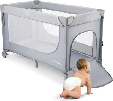 Дитяче ліжечко Moby-System Closely 3-в-1 - дитяче дорожнє ліжечко з пеленальною підкладкою, матрацом, сумкою для перенесення - регульована по висоті приліжкова ліжечка, манеж (6 предметів)