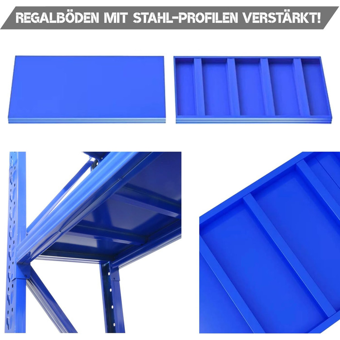 Сталевий надміцний стелаж Area1 200x200x50 см (ВxДxШ) Надійна промислова якість для складів, гаражів або підвалів 200 x 200 x 50 см