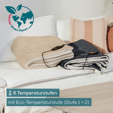 Ковдра Beurer HD 80 Cord бежевого кольору з підігрівом, м&39яка зігрівальна ковдра з 6 температурними режимами, з перероблених матеріалів, з автоматичним вимкненням та системою безпеки, м&39яка ковдра виготовлена з модної, м&39якої вельветової тканини.