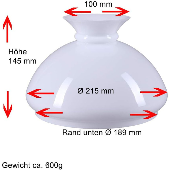Скло лампи Ø 189мм Змінне скло Гасова лампа Скляний абажур Скло лампи E27 Білий