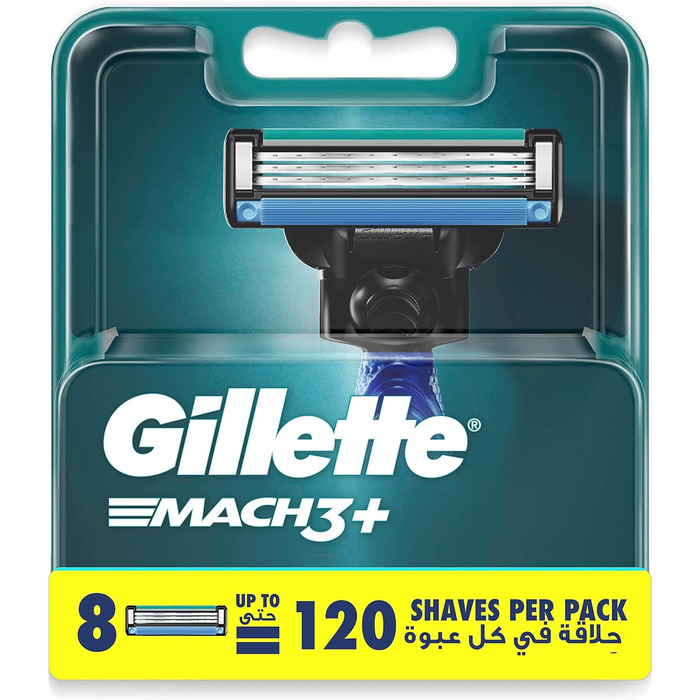 Леза для бритви Gillette Mach3, 12 змінних лез для мокрих бритв чоловічі з 3-кратним лезом (8 шт. (1 упаковка))