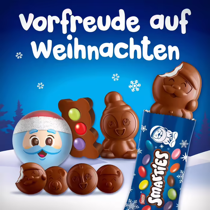 Різдвяний адвент-календар з фігурками з молочного шоколаду та цукерками, 24 предмети Smarties