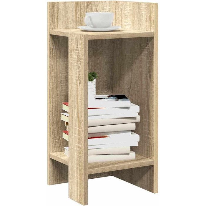 Журнальний столик з полицею, дуб Сонома, 25,5x27x60 см, Акцентний столик, Столик з лампою, Маленький столик, Столик для дивана, Столик для вітальні, Кутовий столик, дуб Сонома 1