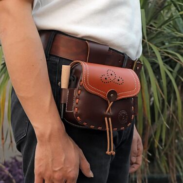 Багатофункціональний шкіряний поясний мішок EDC Організатор сумка пожежний стартер тримач для виживання на відкритому повітрі кемп