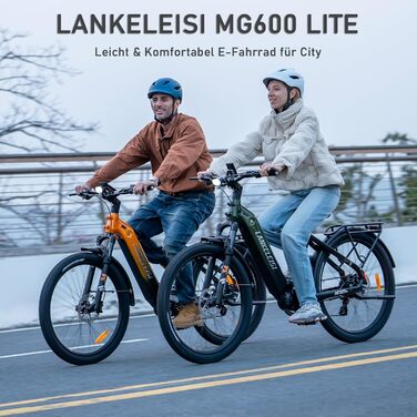 Жіночий електровелосипед LANKELEISI MG600 Lite 27,5-дюймовий електричний велосипед Step-Through з акумулятором 36 В 20 Аг, запасом ходу 150 км, 8-швидкісний чоловічий електровелосипед для міських, стежкових та дорожніх їзд, сірий