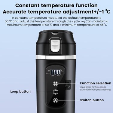 Автомобільний електричний чайник DC 12V/24V, 400 мл автомобільна кружка з підігрівом з кришкою проти розливу, герметична, вкладиш