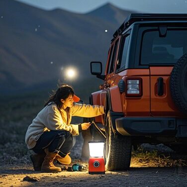 Ручний сонячний ліхтар для кемпінгу ємністю 6000 мАг, акумуляторний світлодіодний ліхтар для намету, 22 години роботи, зарядний пристрій USB, портативний кемпінговий ліхтар для використання на вулиці, аварійний (помаранчевий)