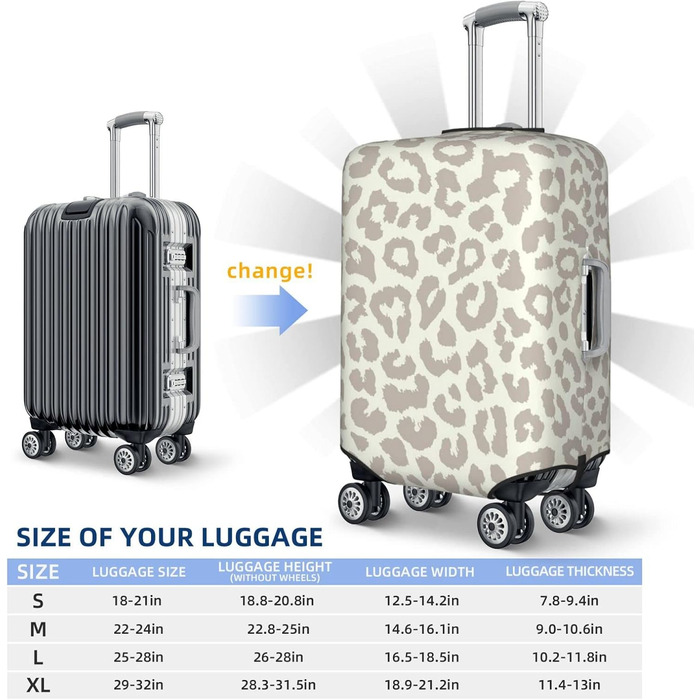 Чохол для валізи Леопард, міцний, для валіз розміром 45.7-81.3 см, коричнево-чорний, малий
