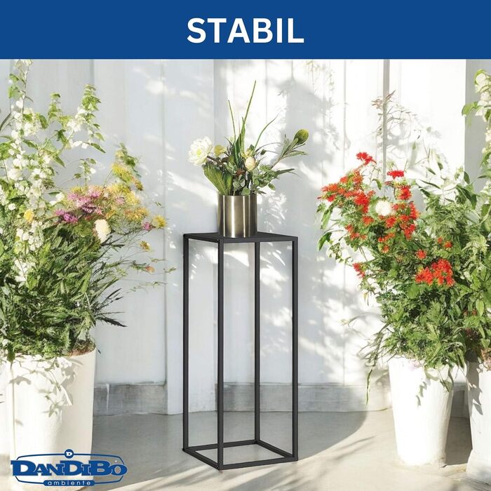 Металева підставка для рослин DanDiBo, чорна, квадратна, 80 см, 96588, Журнальний столик, високий квітковий табурет, сучасний дизайн, 80 см ()