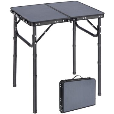 Невеликий розкладний стіл REDCAMP, регульований по висоті, легкий портативний кемпінговий стіл 60 см Д x 40 см Ш (4 рівні висоти) із сітчастим шаром, для використання в приміщенні та на вулиці, балкон, ринок, кухня, темно-сірий 60*40 см (4 рівні висоти)