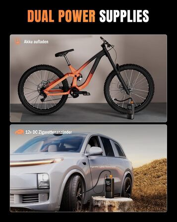 Електричний повітряний насос з акумулятором, повітряний насос 150 PSI для велосипедів, портативний міні-компресор з манометром та подвійним світлодіодним дисплеєм, електричний насос для накачування шин 12 В постійного струму для автомобілів, мотоциклів, в