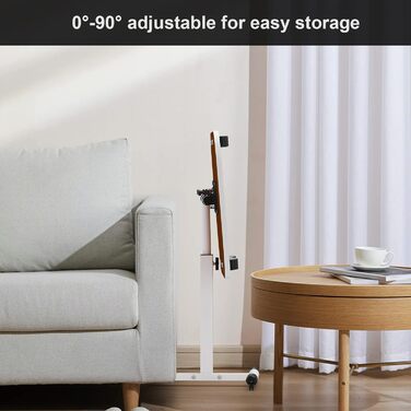 Невеликий розкладний стіл, бічний столик на колесах, регульований по висоті, комп&39ютерний стіл, мобільний стіл для роботи стоячи, ергономічний, поворотний на 360 (білий, 60 x 40 x 61 95 см) 60x40x61-95 см Білий