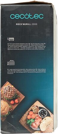 Електричний гриль, антипригарне покриття RockStone, відкривання на 180, регулювання по висоті, варильна поверхня 30 х 23,5 см, 2000 Вт, нержавіюча сталь і пластик, 2000.