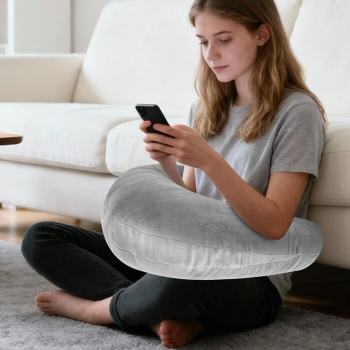 Ергономічна подушка, багатофункціональний підлокітник, чохол, який можна прати, U-подібна подушка для тазу, подушка для підтримки рук, подушка для читання, ігрова подушка та подушка для читання, в&39язана подушка для дивана та ліжка (сіра)