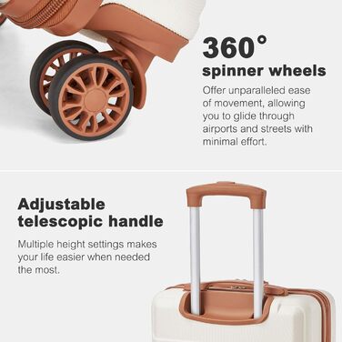 Маленька легка валіза KONO з твердої оболонки 16 дюймів з ABSPC та кодовим замком, ручна поклажа на 4 колесах для Ryanair та easyJet, 45x35x20 см, кремово-білий колір