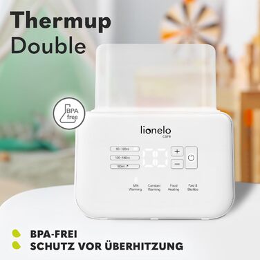 Подвійний підігрівач пляшок LIONELO THERMUP, підігрів 2 пляшок одночасно, підігрів молока за 3-5 хвилин, 6 режимів роботи, функція