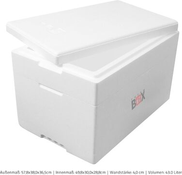 Модульна коробка THERM BOX від 14 л до 43 л, що розширюється, різних розмірів, пінопластова коробка-холодильник, коробка з підігрівом, багаторазова, 43M - 43 л