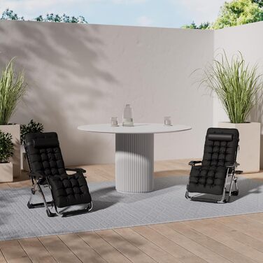 Складаний шезлонг, лежак, надзвичайно великий садовий шезлонг, для патіо, саду, пляжу, басейну, з подушкою-підтримкою 200 кг (Black1)