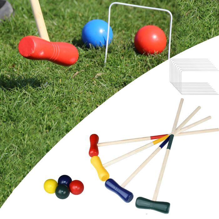 Набір для крокету, дерев&39яний набір для крокету для 4 гравців, садові ігри, дерев&39яні ігри, набір для крокету, ігри на свіжому повітрі для дорослих та дітей, розваги та ігри