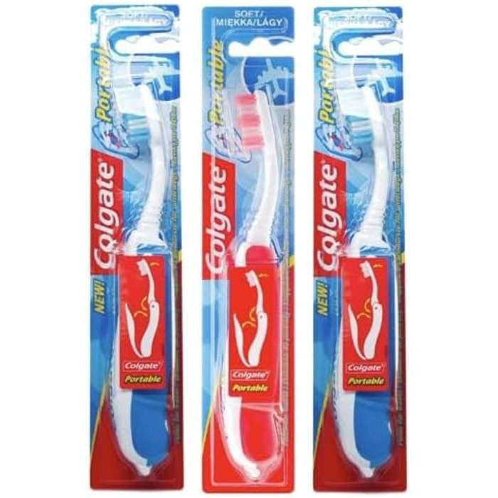 Упаковки портативних розбірних м'яких зубних щіток Colgate з Sanitral в упаковці 50 паличок для зубної нитки (набір з 4 шт. ), 3