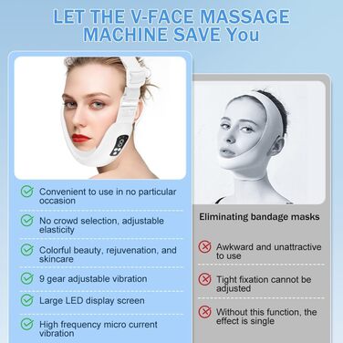 Електричний V масажер для обличчя, електричний V масажер для формування обличчя, підтяжка обличчя Beauty Knife 3 режими для тонізуючих пристроїв Антиоксидант, відновлення шкіри