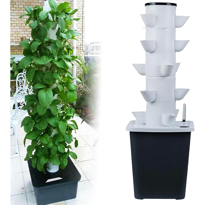 Стручків Hydroponics Tower Garden Система гідропонного вирощування Набір для аеропоніки для вирощування фруктів і овочів із зволожуючим насосом Адаптер Сітка Горщики Таймер для, 30