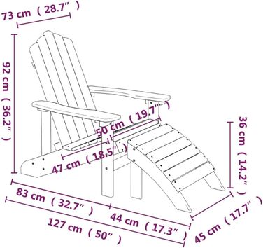 Садове крісло Adirondack з підставкою для ніг HDPE Anthracite