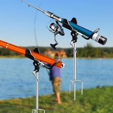 Тримач для вудки, багатофункціональний тримач для вудки з нержавіючої сталі, регульований на 360 та знімний, зручний для перенесення, подарунок для чоловіків, День батька, день народження (2 шт.)