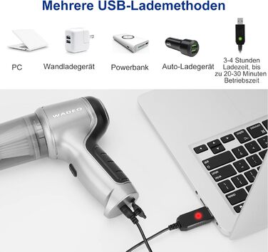 В-1 ручний пилосос акумулятор 9000Pa, бездротовий автомобільний пилосос потужний USB перезаряджається, міні ручний пилосос 40 хвил