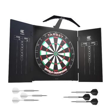 Система освітлення дротиків Target Darts Arc, комплект для домашньої шафи, включаючи мішень для дротиків World Champion та 2 набори дротиків, чорний колір, стандартний розмір