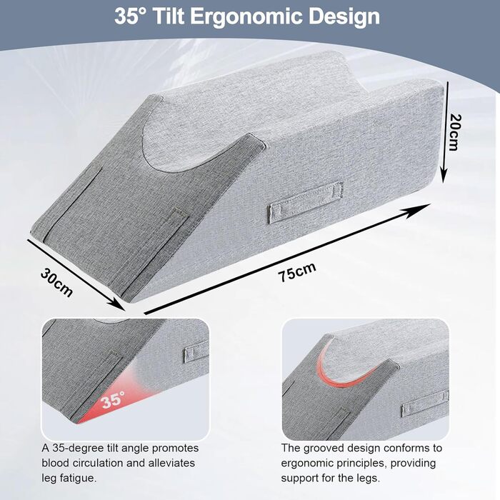 Подушка для підняття ніг, опори для ніг з ручкою та блискавкою, відштовхувальна губка, подушка для підтримки ніг у ліжку, U-подібний позиціонер для ніг полегшує біль та покращує
