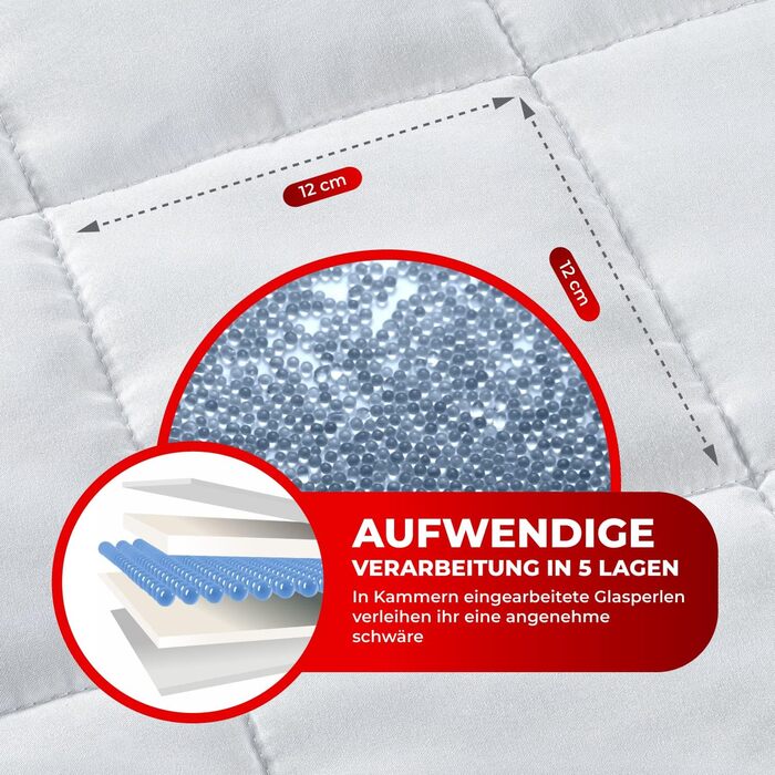 Обтяжена ковдра STERNKIND 135x200 Терапевтична ковдра - обтяжена ковдра приблизно 4 кг, обтяжена ковдра для ліжка, ковдра для релаксації, обтяжена ковдра для дорослих зі скляними намистинами, важка ковдра