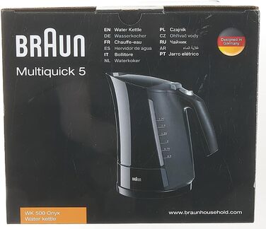 Чайник De Longhi Braun Multiquick 5 WK 500 Aquaexpress (3000 Вт, 1.7 л) чорний