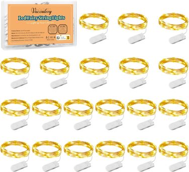 Батарея світлодіодних казкових гірлянд Vacoulery, 20 шт. мідного дроту, світловий ланцюжок 1M 10 світлодіодів, різдвяні гірлянди д
