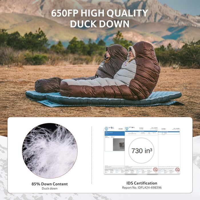Спальний мішок Naturehike Snowbird з качиного пуху для мами, професійний спальний мішок для кемпінгу на природі, унісекс спальний мішок для дорослих 550 г/хакі/M