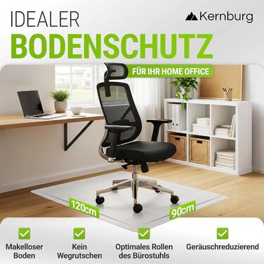 Захисний килимок для офісних стільців прозорий килимок для ламінату, паркету та плитки нековзний, шумопоглинальний, ідеально підходить для домашнього офісу (90 x 120 см)