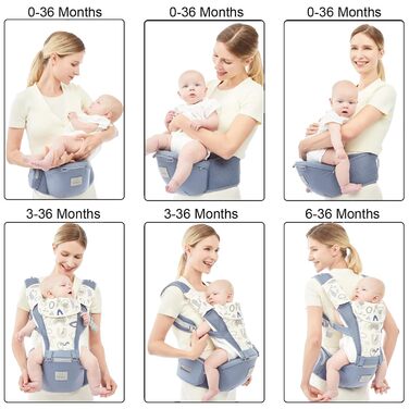 Новий сезонний сірий), 0-36 Months, 3D Air Mesh Baby Carrier Backpack for Newborns to Toddlers, Safety Standard Approved, Ergonomi