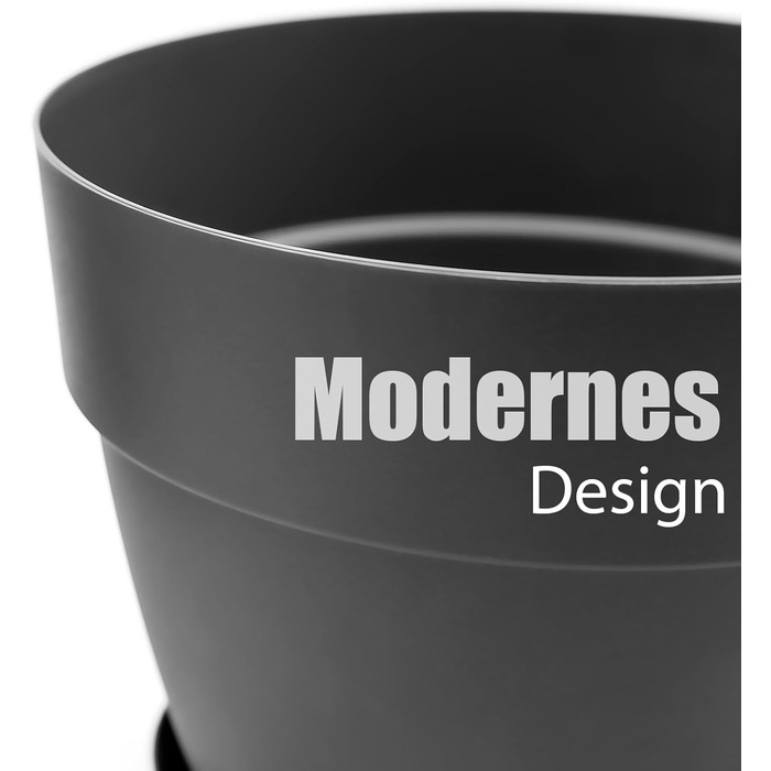 Горщик для квітів з блюдцем круглий ø47 см в антрацитовому кольорі - кашпо підходить для внутрішнього та зовнішнього використання