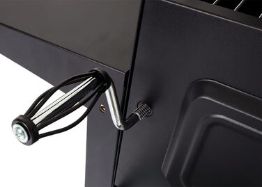 Мангал HWC-K94, візок для барбекю BBQ садовий з кришкою-поличкою, емальована сталь 110x153x60см чорний