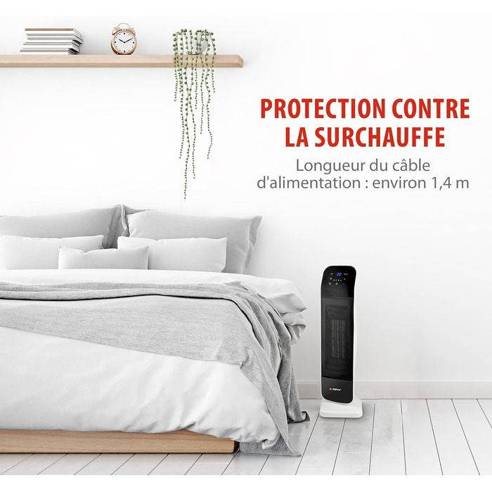 Електричний обігрівач та вентилятор Alpina - коливальний баштовий вентилятор з пультом дистанційного керування та таймером - регульована температура від 15 до 35C - обігрів та охолодження - 20 x 18 x 61 см електричний обігрівач та вентилятор 2000 Вт