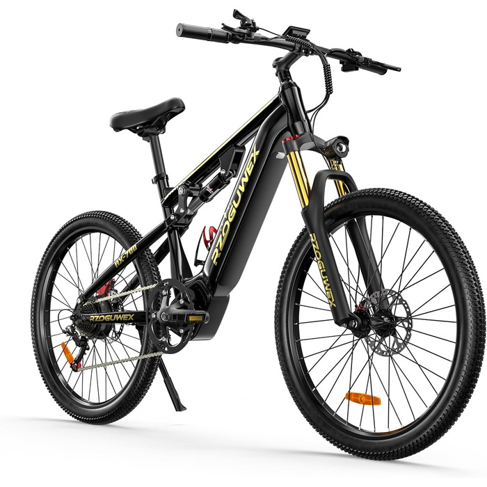 Гірський електровелосипед E-MTB з колесами 26 дюймів (66 см) та крутним моментом 70 Нм для дорослих, зі знімним літій-іонним акумулятором 48 В 17,5 Аг, 7 передачами з подвійною амортизацією та дисковими гальмами