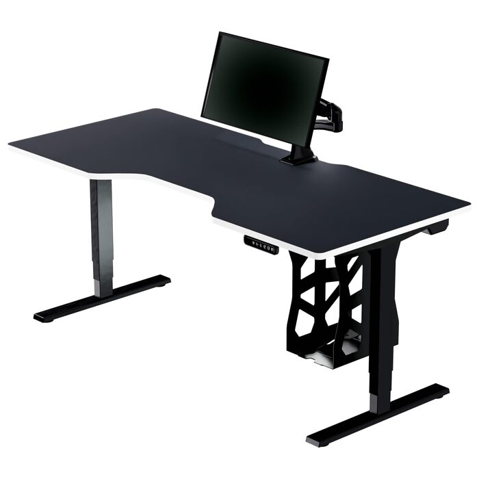 Темний ігровий стіл чорно-білого кольору - Стіл з електричним регулюванням висоти - Комп&39ютерний стіл - Ергономічний - Мінімалістичний - 180x80 см - Кабіна Чорно-білий 180x80 см - Кабіна