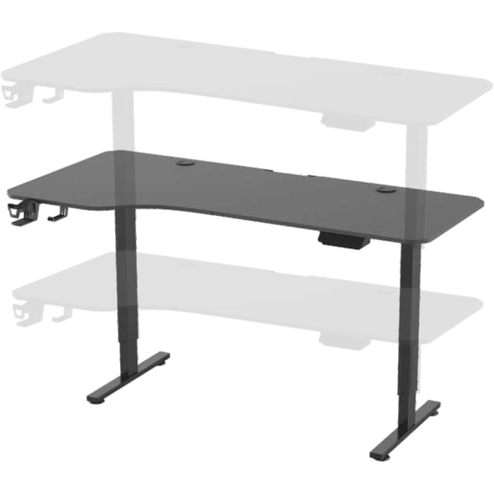 Письмовий стіл з регульованою висотою Oxnard 160 x 75 см, електричний стіл з функцією пам&39яті, робочий стіл до 80 кг, комп&39ютерний стіл з підставкою для чашок, гачок для навушників, алюмінієва рама, чорний колір