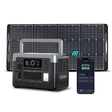 Сонячний генератор OUKITEL P1000 Plus із сонячною панеллю 100 Вт, портативна електростанція 1800 Вт (пікова потужність 3600 Вт), швидка зарядка 0-80 за 45 хвилин, акумулятор LiFePO4 ємністю 1024 Втгод, надзвичайно тихий для кемпінгу, RV P1000PLUSPV100