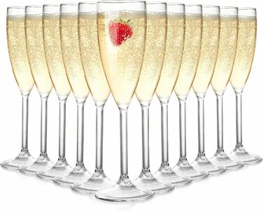 Пластикові келихи для шампанського Elsjoy 12 шт. , 170 мл небиткі келихи для шампанського, келихи для шампанського на ніжці, багат