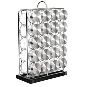 Стійка для спецій Storeo Basics з легованої сталі з 20 банками банки в комплекті сріблястий органайзер на 20 банок