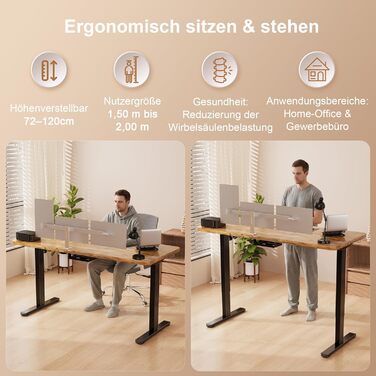 Електричний стіл Homall з регулюванням висоти та 2 двигунами, електричний стіл до 100 кг, 2-етапний телескопічний, рама столу з пам&39яттю налаштувань, функція захисту від зіткнень, чорний